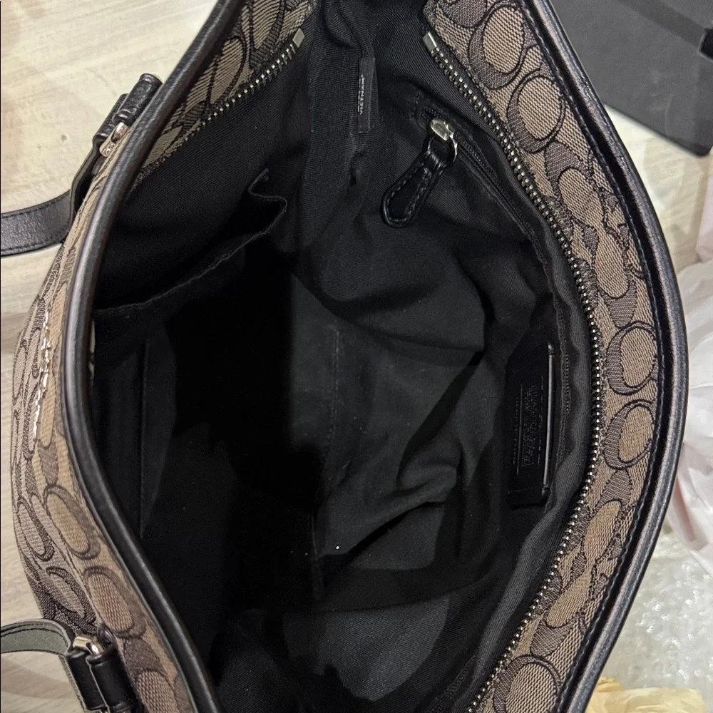 Coach Black and Brown Patterned Tote